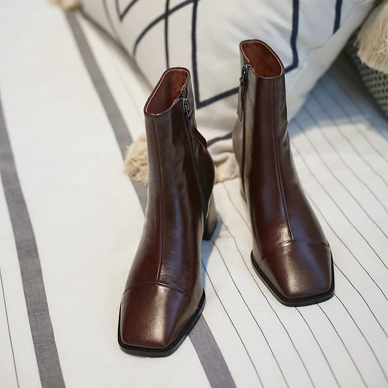 Женские ботинки из натуральной кожи Новинка 2019 года модные простые ботильоны