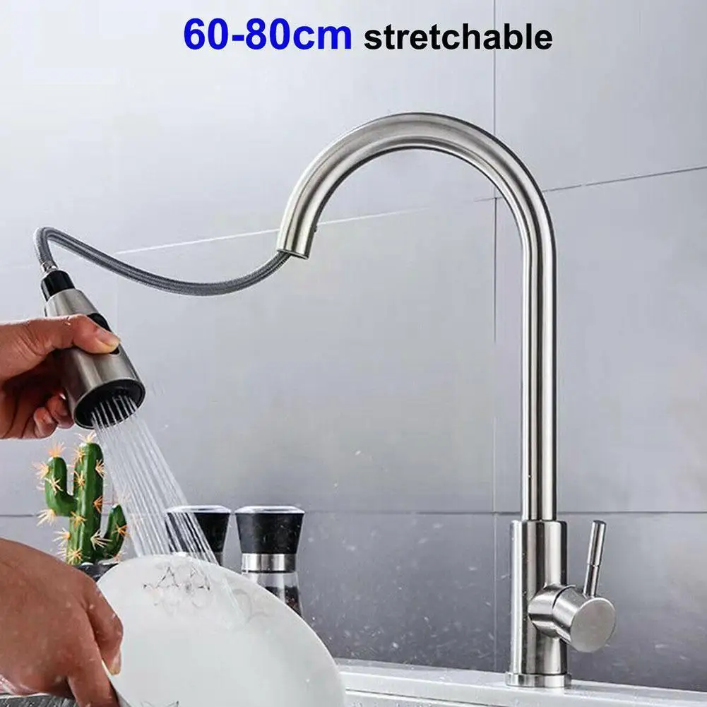 

Sink Faucets Black Gourmet Faucet Kitchen Single-Handle Water Rotation Hot Faucets Pull Taps Sprayer Out Stream 360° Cold D W8G8