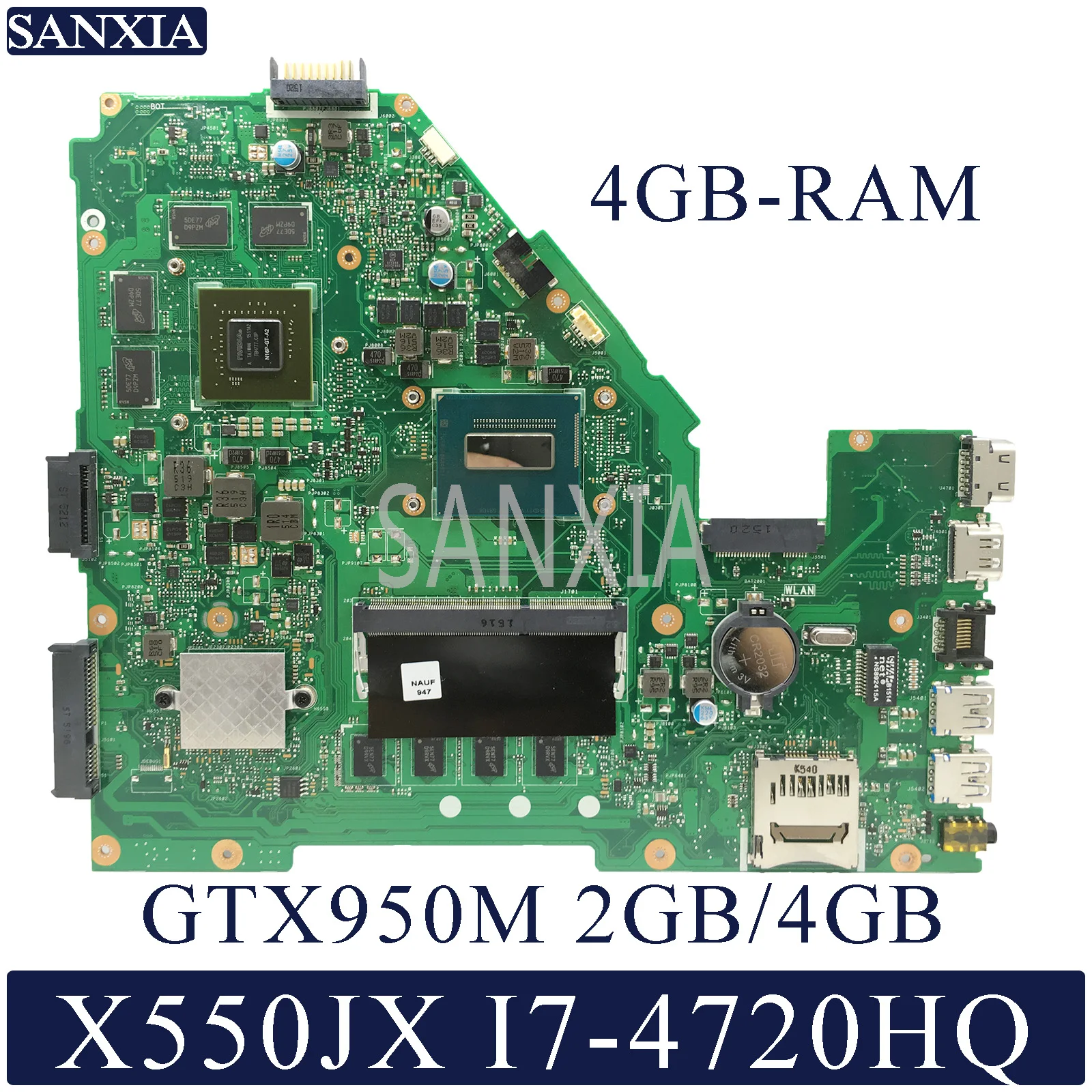 KEFU X550JX материнская плата для ноутбука ASUS X550JX X550JF X550JD X550JK mainboar 4GB-RAM I7-4720HQ/4750HQ GTX950M