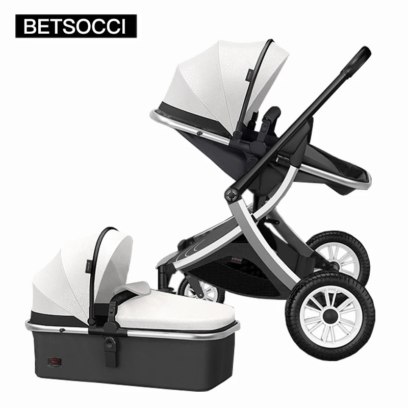 BETSOCCI baby stroller folding portable trolley two way stroller 2 in 1 High landscape four wheel trolley