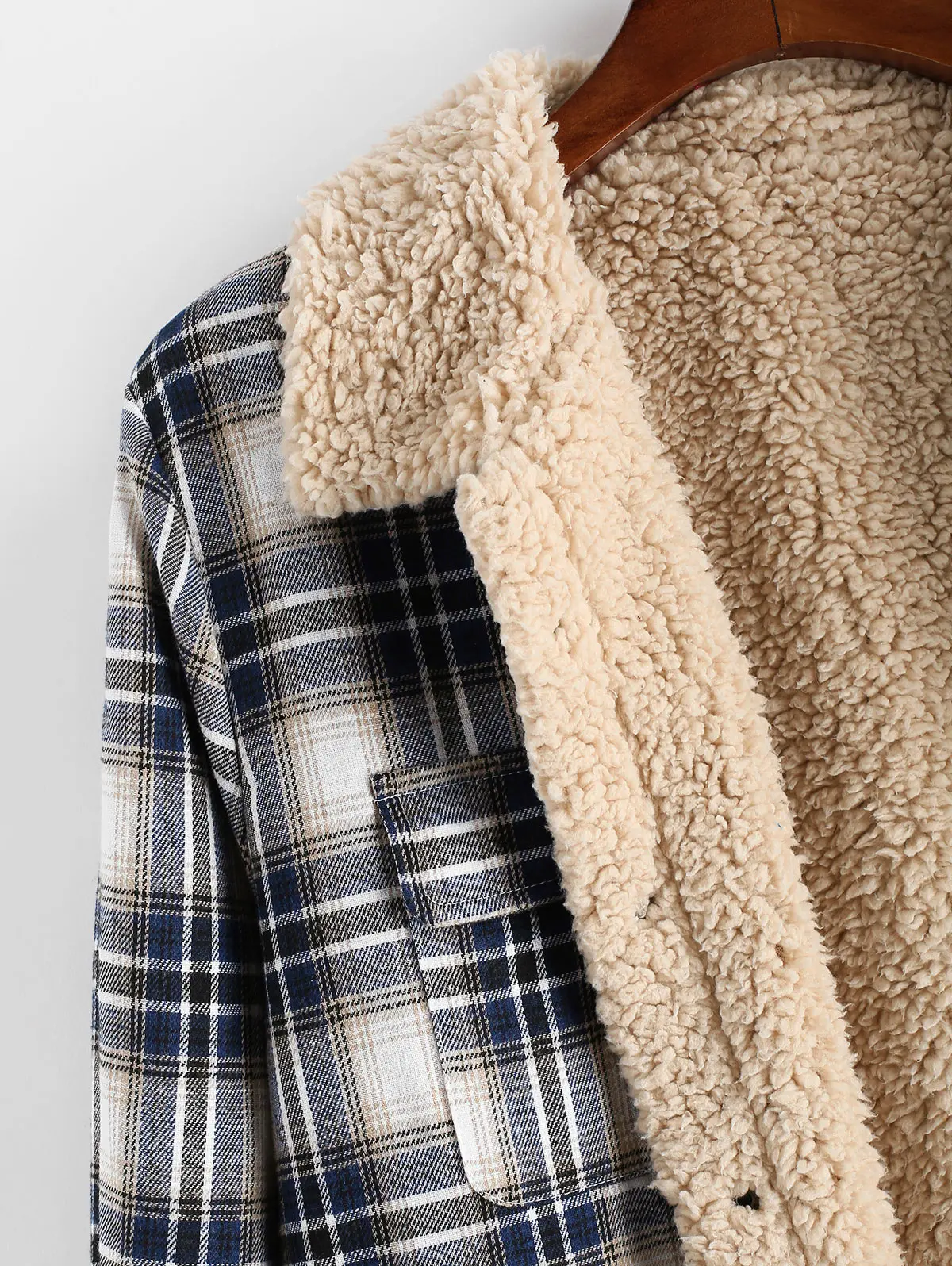 ZAFUL мужская куртка клетчатый узор Повседневная Кнопка пушистая отложной