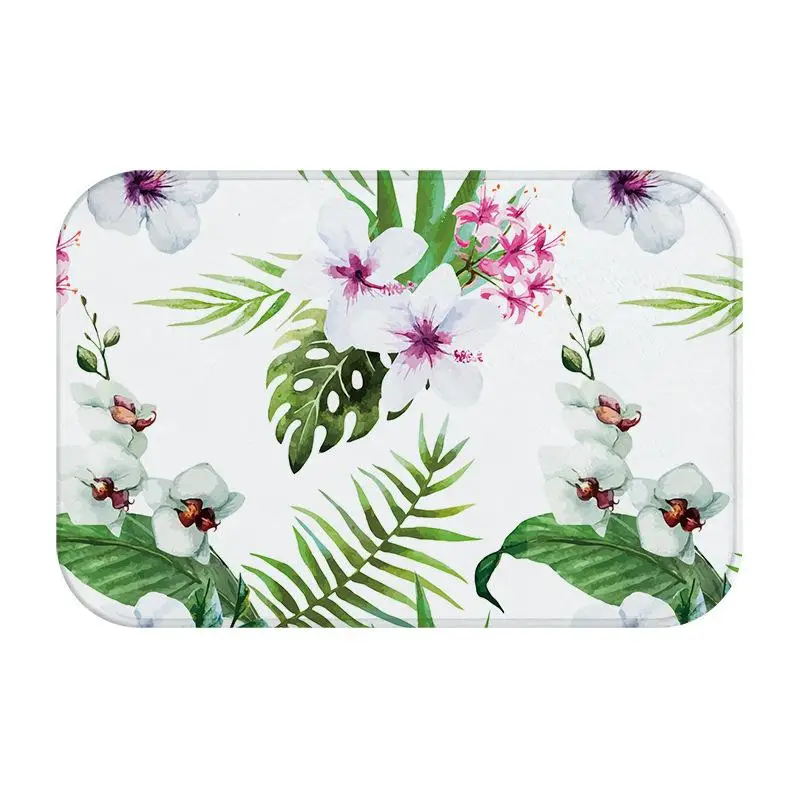 Тропические растения фланелевый нескользящий коврик для ванной комнаты дверной