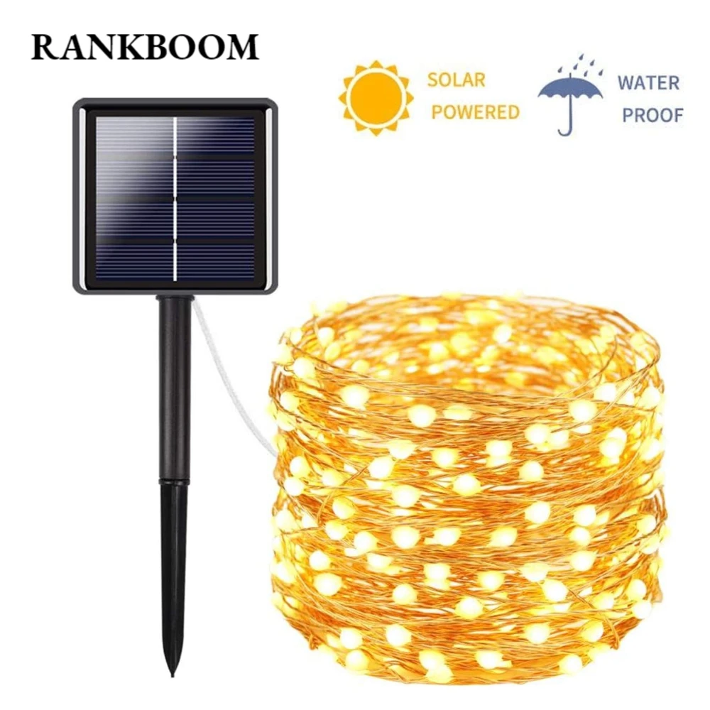 Уличная гирлянда на солнечной батарее водонепроницаемая Рождественская лампа
