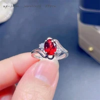 new womens 925 silver inlaid natural garnet ring exquisite workmanship simple and elegant design