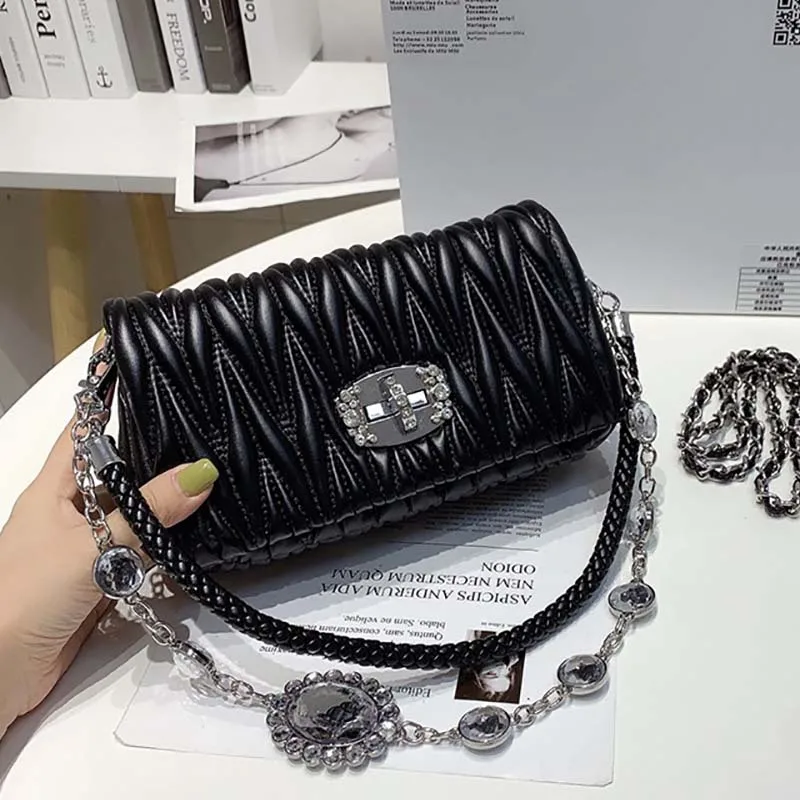 

2021 New Fashion Luxury Brand Women's Leather Fold Shoulder Bag Ladies Wallets and Handbags Famous Designers Sac De Luxe Femme