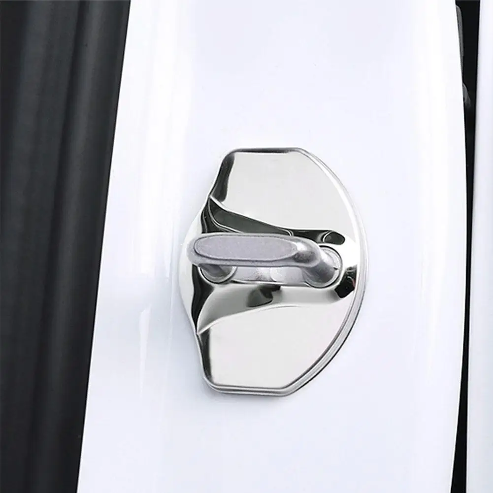 

4pcs Car Door Lock Buckle Protective rust Cover metal sticker for Tesla Model 3 Model Y logo badge style accessories stickers