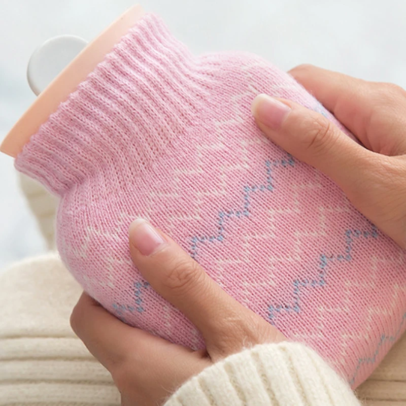 

Explosion-Proof Silicone Hot Water Bottle Portable Microwave Heating Cute Warm Handbag Knitted Cover