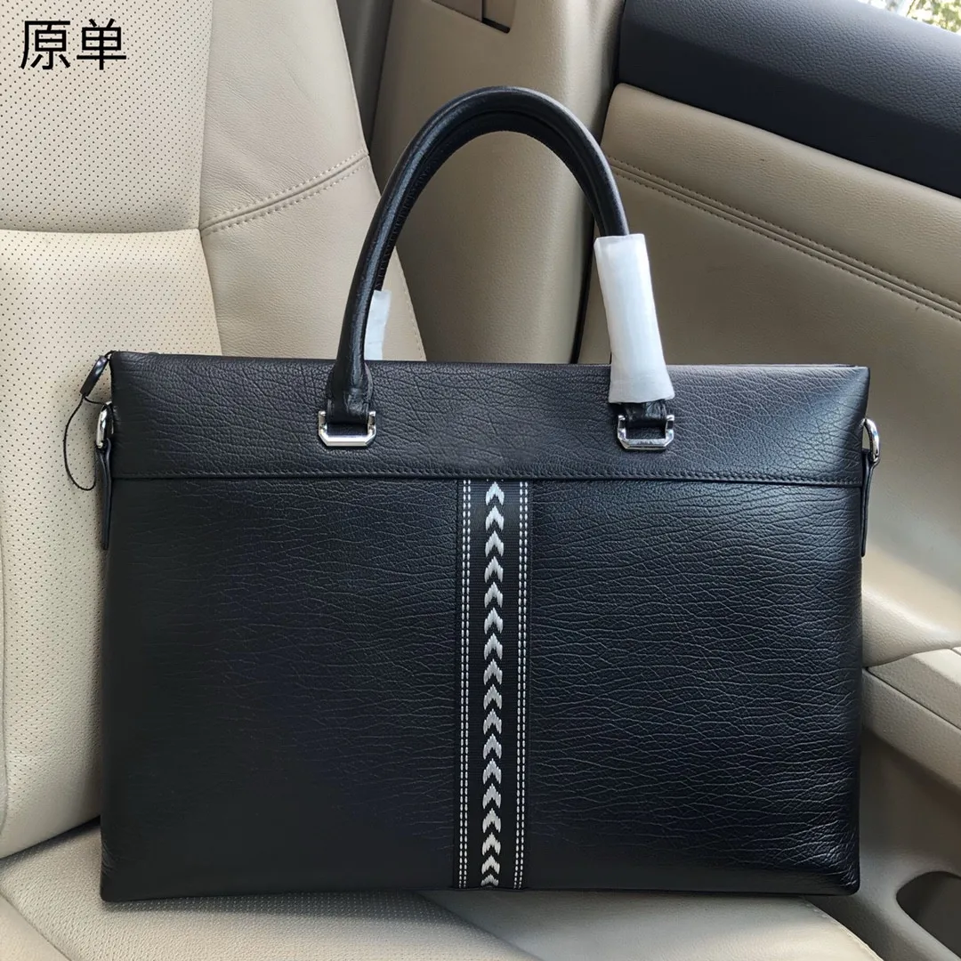 

Men's square black leather briefcase business laptop bag business handbag