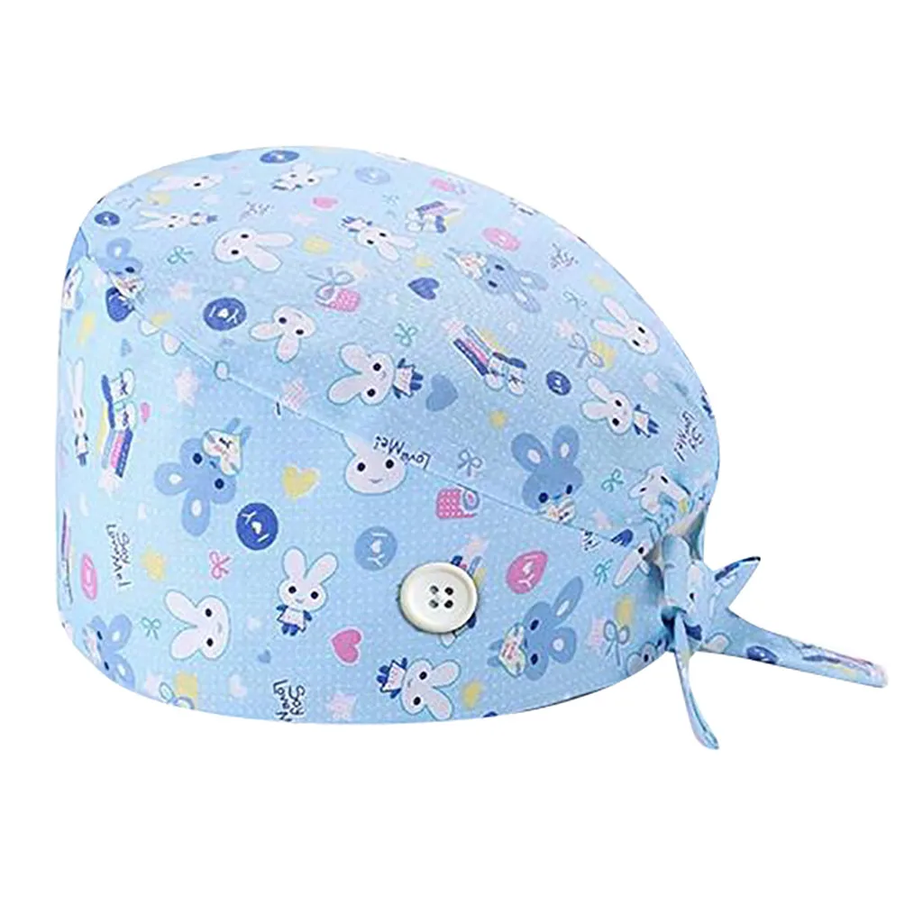 

Health Workers Frosted Hat Laboratory Operator Work Cap Beauty Print Hat Adjustable Scrub Cap Working Clean Hat Spa Caps #W3