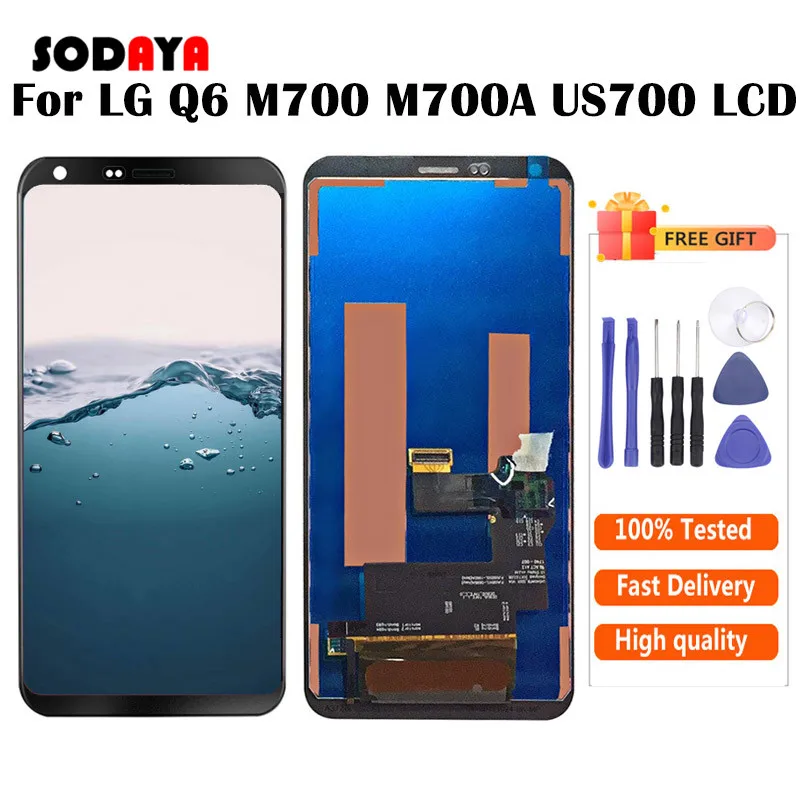 Полный ЖК-дисплей с кодирующий преобразователь сенсорного экрана в сборе для LG Q6