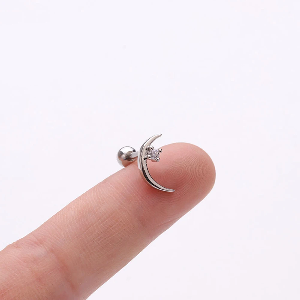 1 шт. крест Луна Звезда цветок ушной хрящ титановая сталь Женская Бриллиантовая