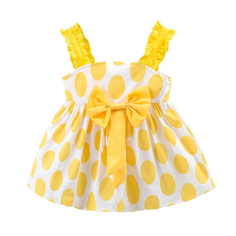 

Летнее платье для маленьких девочек, повседневное Хлопковое платье в горошек на бретелях, Детский сарафан принцессы, платье для девочек