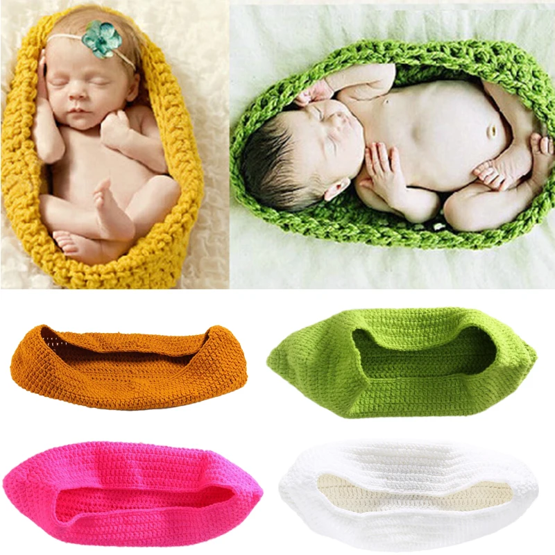 Cute Crochet Wool Sleeping Bags Newborn Baby Knitted Chunky Cocoon Swaddle Baby Pea Pod Photography Props Sleeping Bag