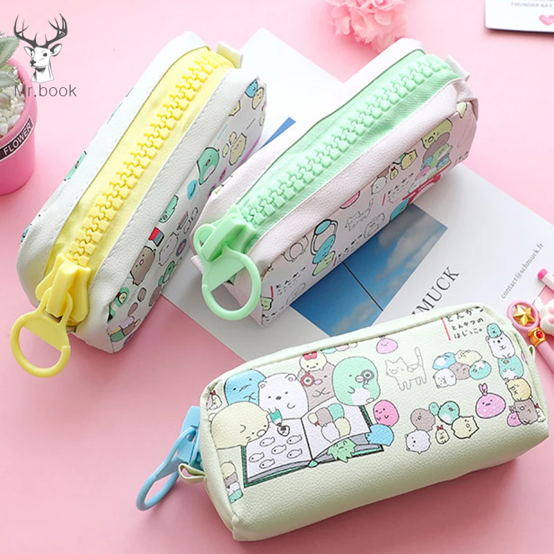 Оригинальный чехол для карандашей на большой молнии из искусственной кожи