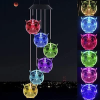 hanging owl wind chimes light solar powered led night string fairy lamp outdoor garden color changing decor birthday ornament
