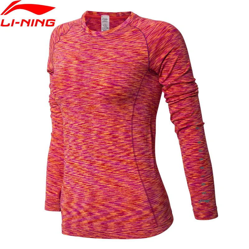 Женская Беговая футболка Li Ning с длинным рукавом бесшовная облегающая подкладка li