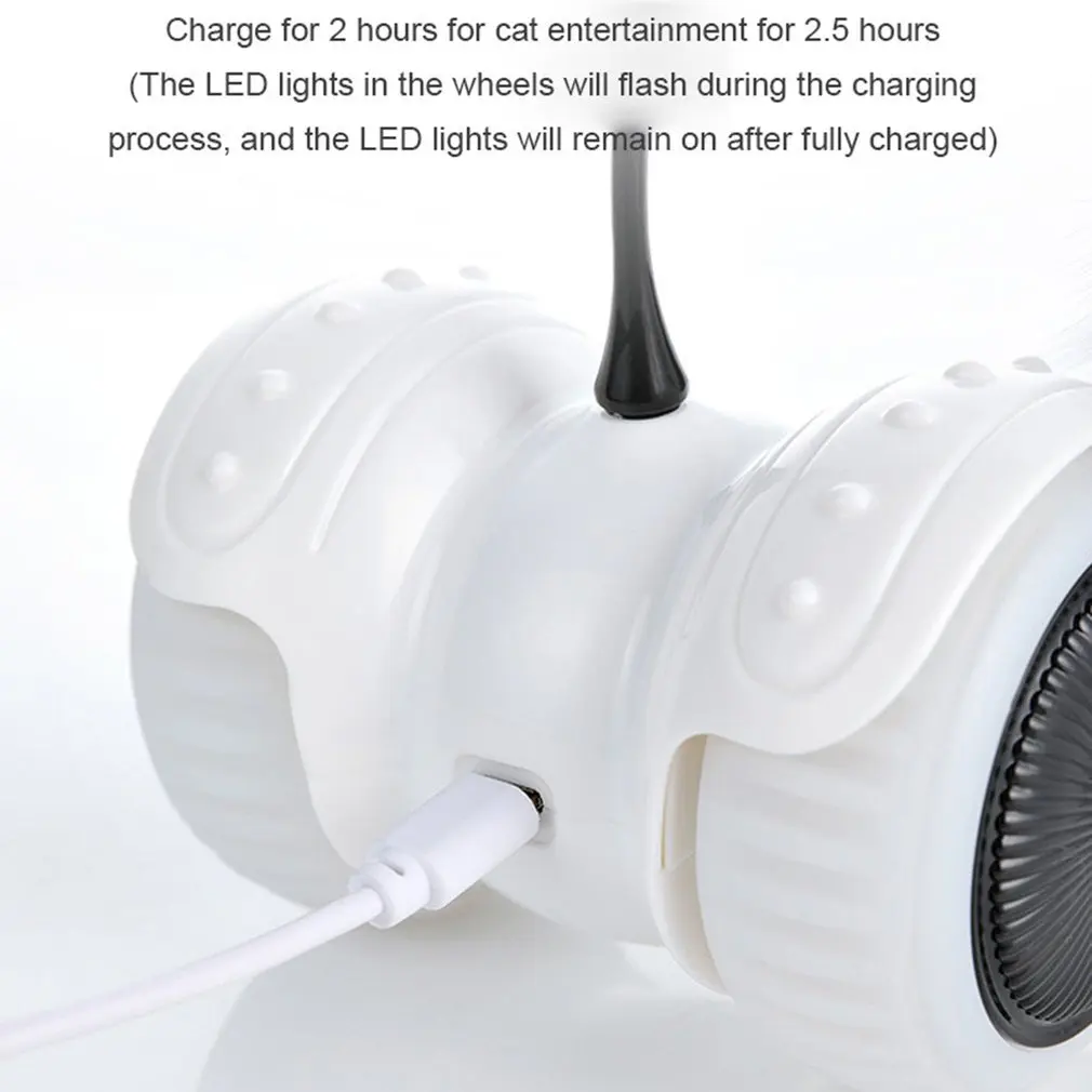 

Pet Electric Smart Balance LED Luminous Remote Control Car Funny Cat Tease Toy Gray Feather Lithium Battery Capacity 300mah