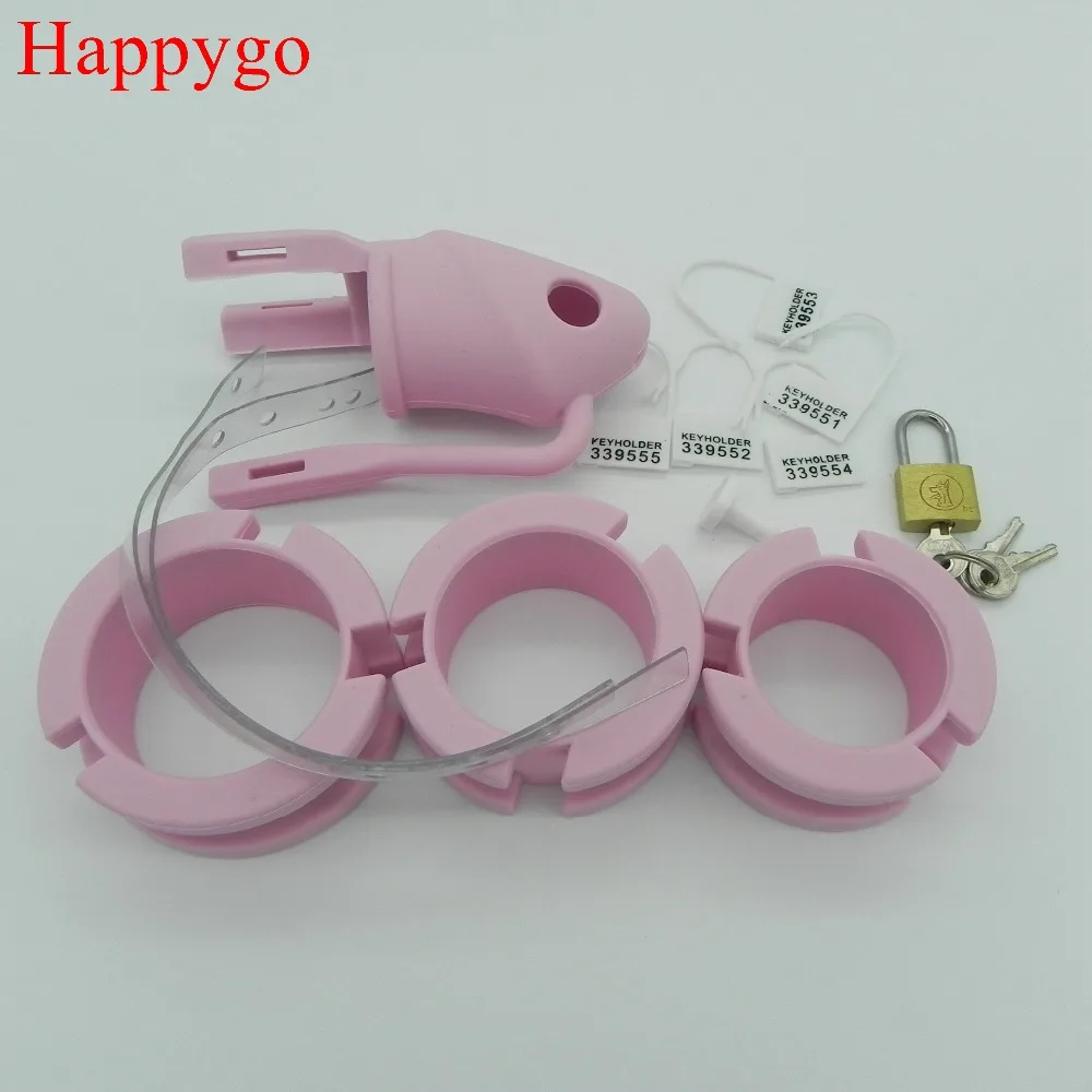 Мужское розовое Силиконовое устройство целомудрия петух клетки для мужчин