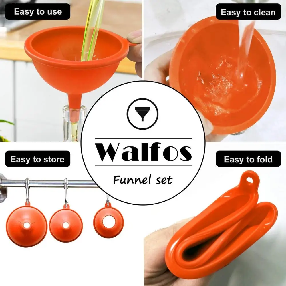 WALFOS Multifunctional Grade Silicone Funnel Wide Mouth For Oil Liquid Wine Canning Cooking Kitchen Accessiores Tool | Дом и сад