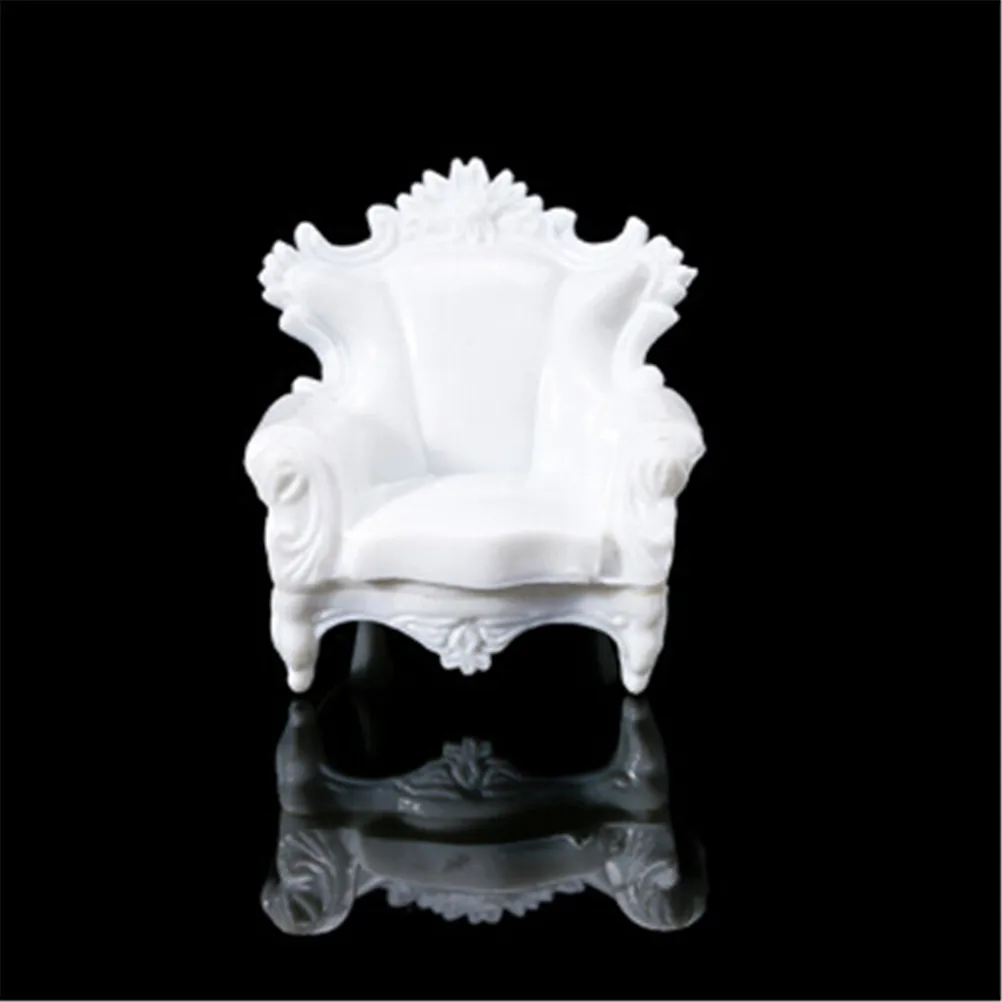 

White 1/25 Dollhouse Miniature Living Room Antique Sofa Set Tea Table Model For Kids Gift Classic Toy