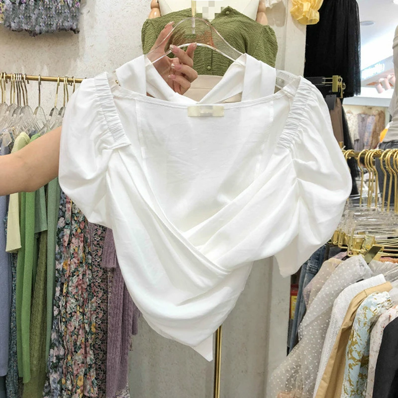 С короткими рукавами шифоновая блузка с женские летние блузки 2021 новое шикарное