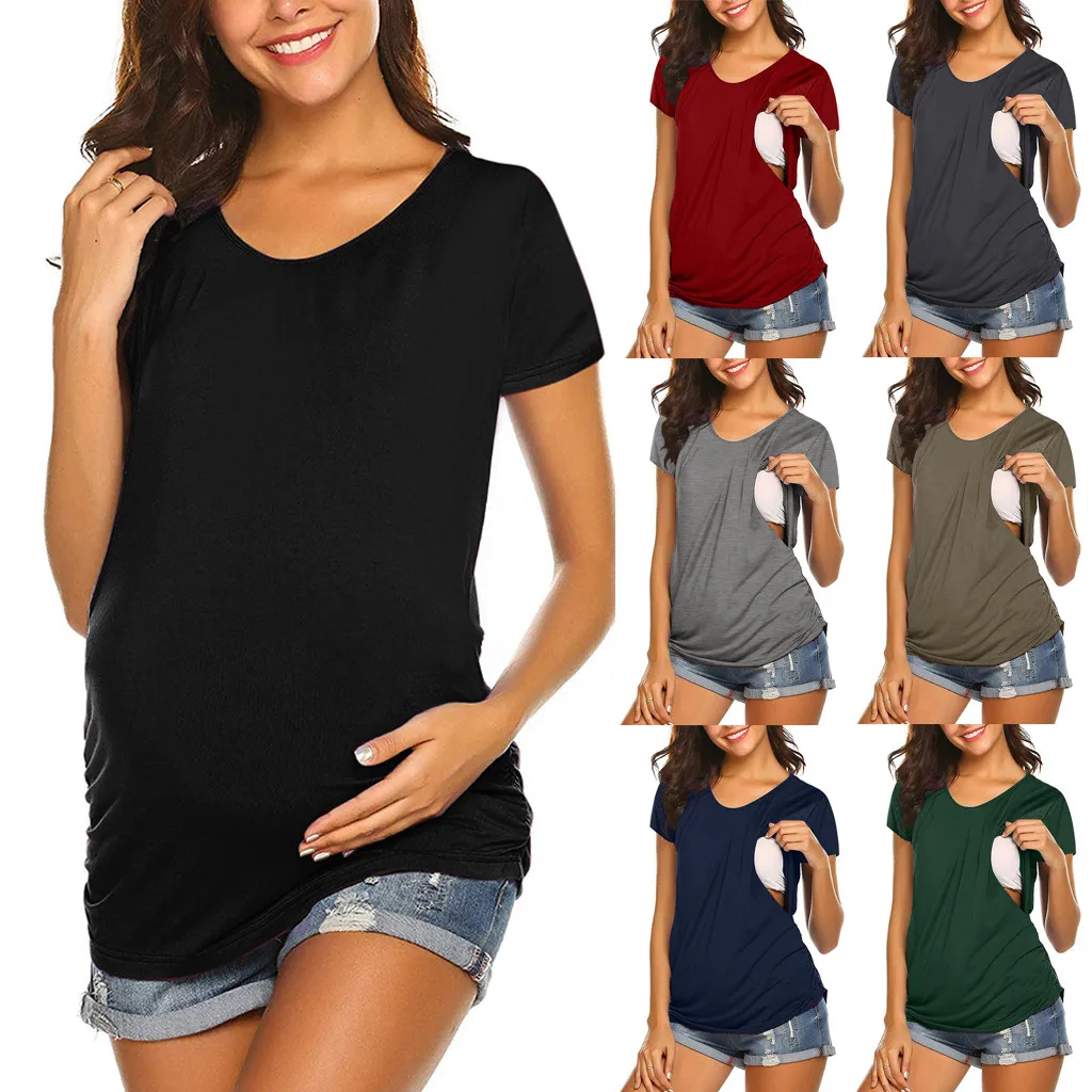 Женская блузка для беременных топ с запахом и рукавами крылышками двухслойная