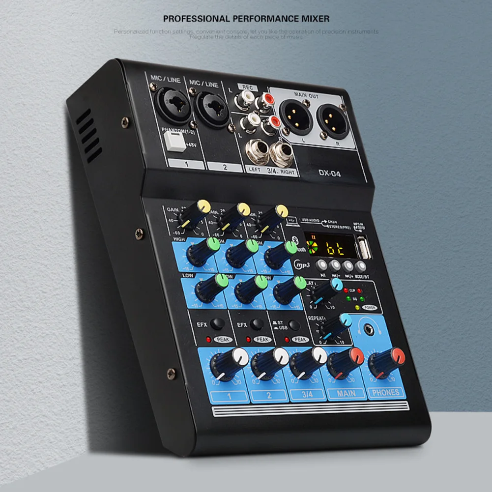 

USB Mixing Console Sound Card Portable Professional Karaoke DJ Stereo Home Audio Mixer 4 Channel Bluetooth Small KTV