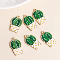 10pcslot 1525mm enamel cactus charms for jewelry making handmade prickly plant charms diy pendants earrings necklaces findings