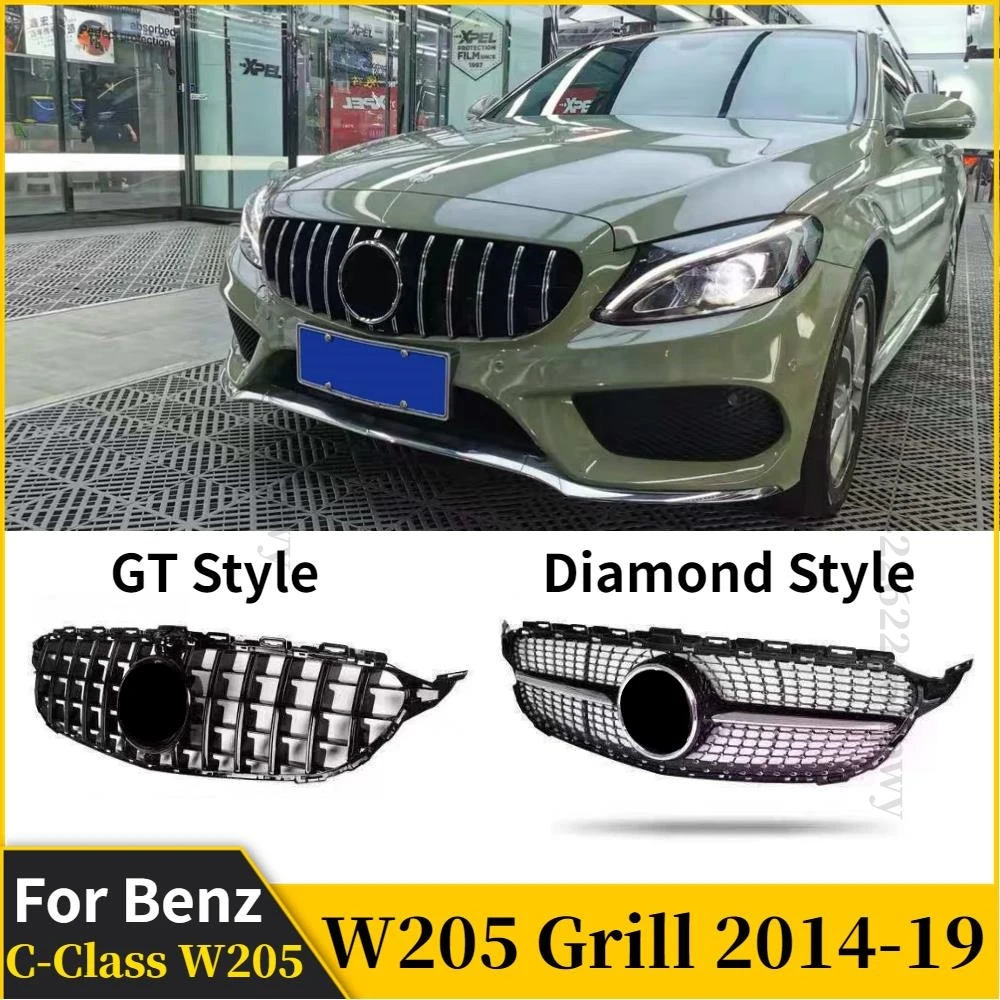 GT Алмазный Стиль для Mercedes Benz C Class W205 гриль 2014 2015 2016 17 2018 2019 C180 C200 C300 передний бампер