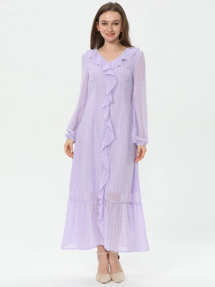 

Spring Women’s Floal A-line Dress Sweet Elegant Floral Ruffles V-neck Lace Sleeves Short for Lady Chic Flowers Princess Dresss