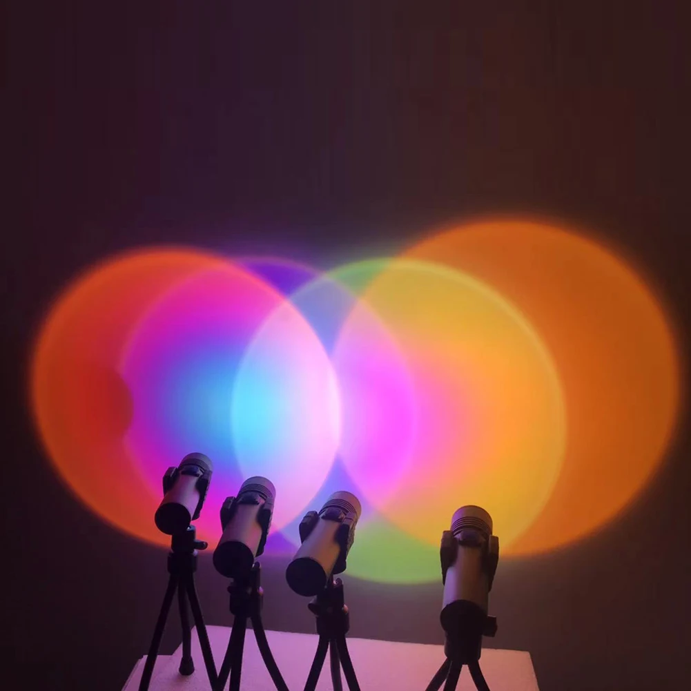 

Rainbow Sunset Projector Atmosphere Night Light Living Room Projection Flashlight Colorful Bedroom Atmosphere Light