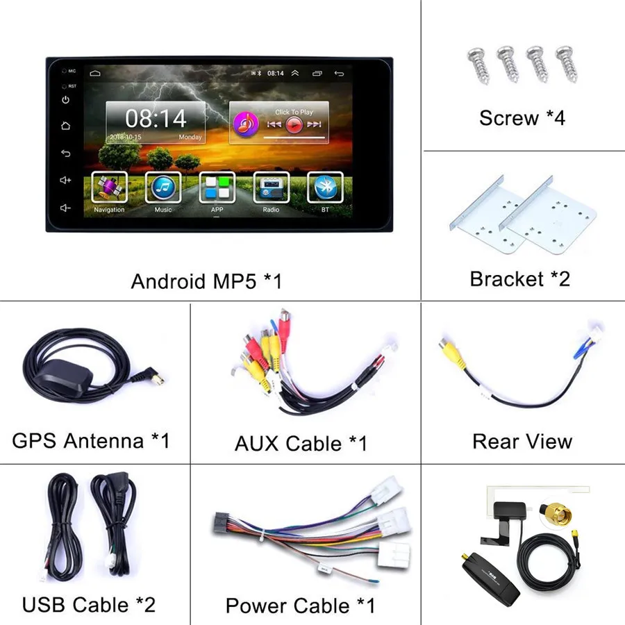 Автомобильный MP5 плеер для TOYOTA 7 дюймов на Android 8 1 с сенсорным экраном Bluetooth Wi Fi GPS
