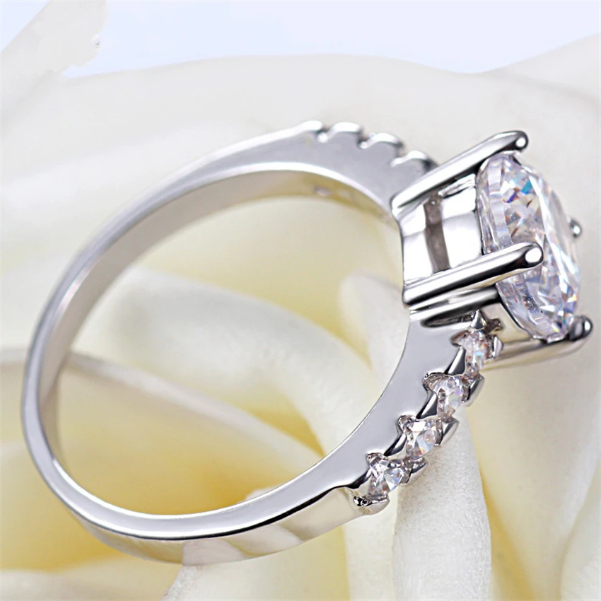 

Test Positive 1Ct 6.5mm D-E Lab-Grown Moissanite Diamond Ring Warmheart Gift 925 Sterling Silver Engagement Ring Female Ring