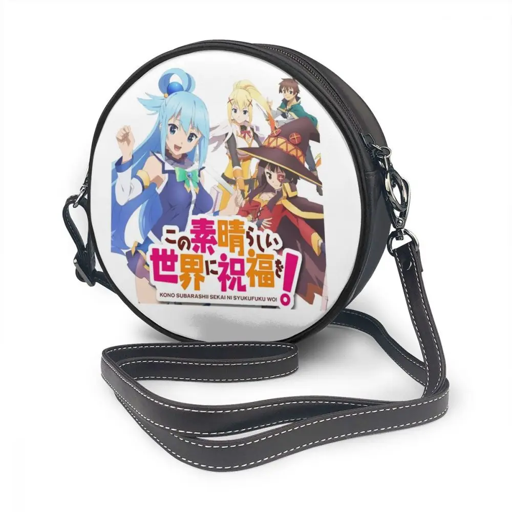 

Konosuba Shoulder Bag Megumin Leather Bag High quality Teen Women Bags Pattern Trendy Women's Street Crossbody Round Purse