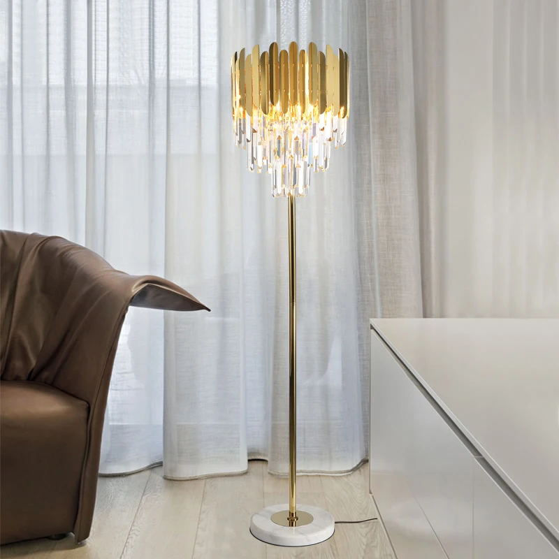 FKL Modern Crystal Floor Lamp Stand For Living Room Reading Bedroom Standing Indoor Light Fixtures | Освещение