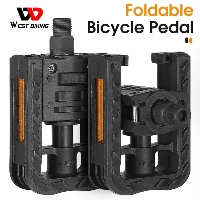 

WEST BIKING Foldable Bicycle Pedals MTB Road Mountain Bike Nylon Folding Pedal Universal Non-slip Cycling Accessories Parts