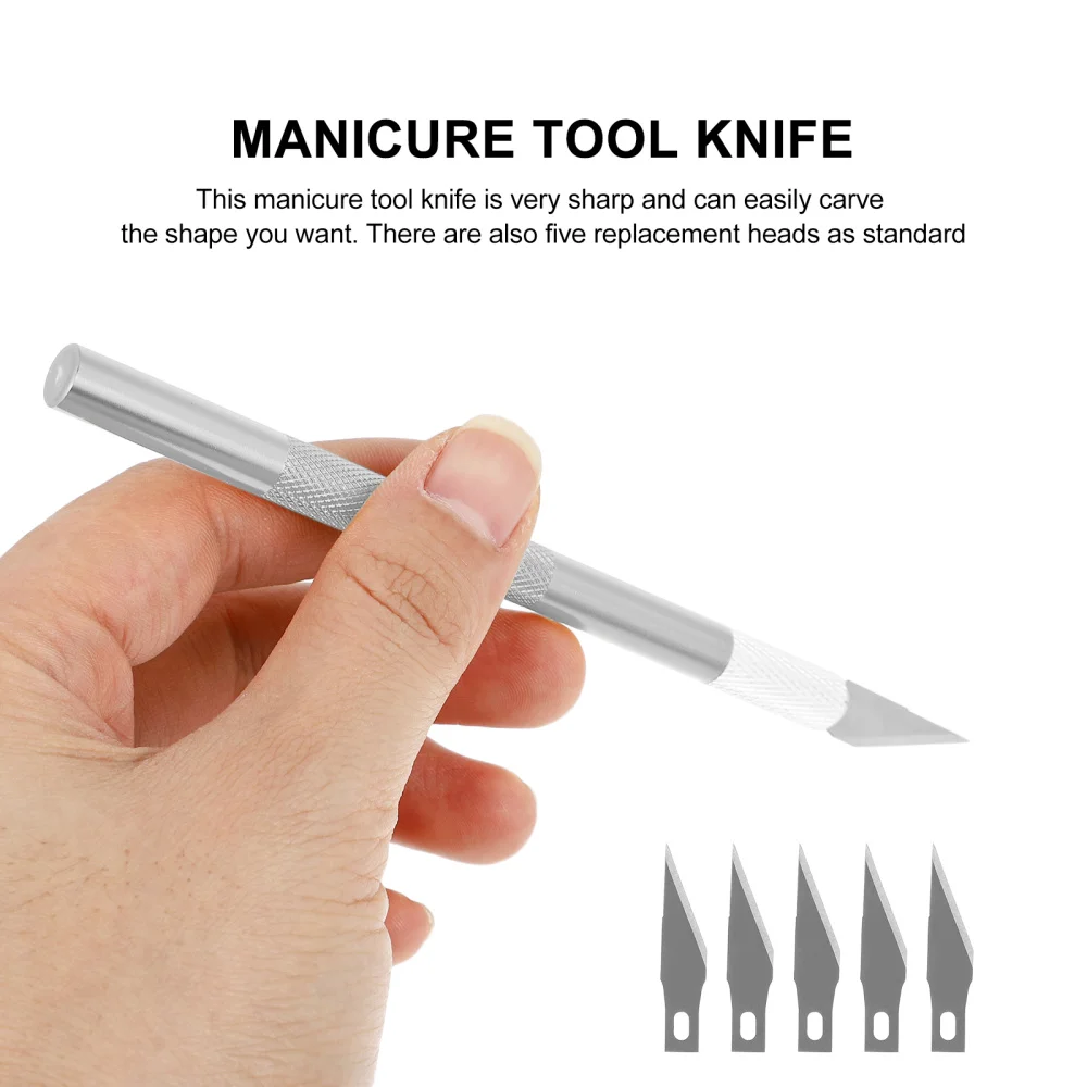 

1 Set Steel French Tip Cutter Smile Line Cutter Spare Blades for Nail Art