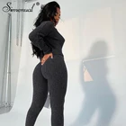 Simenual вязаный, на пуговицах ребристые женские Комбинезон Плотно облегающее Одна деталь Уличная Повседневная одежда с длинными рукавами Осенние Комбинезоны