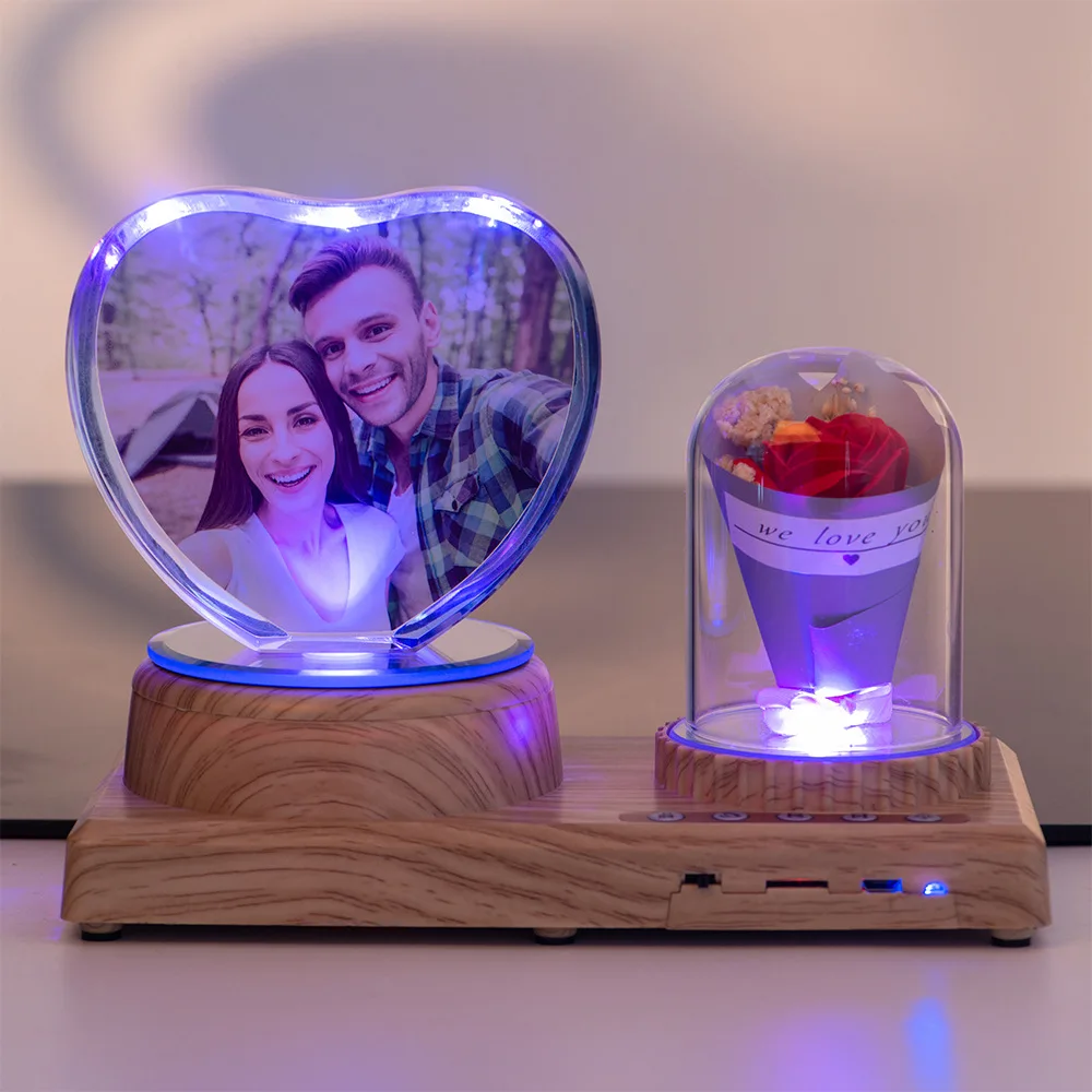 

Bluetooth Музыка персонализированный текст фото светильник свет Подарочная коробка 3D кристалл внутренняя резьба подарок на день рождения Рожд...
