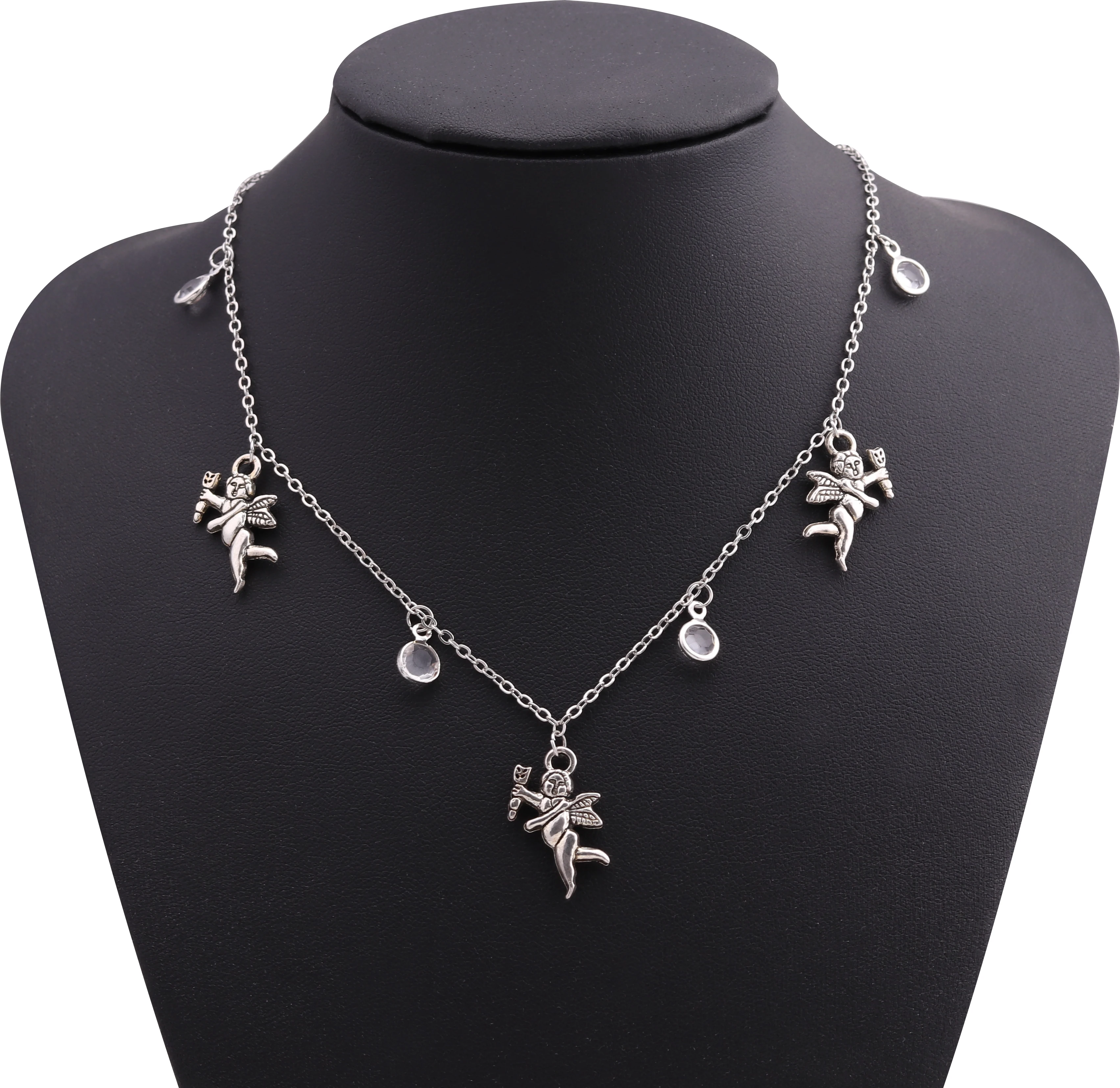 Женское винтажное ожерелье-чокер в стиле ретро с кристаллами и цепочкой виде