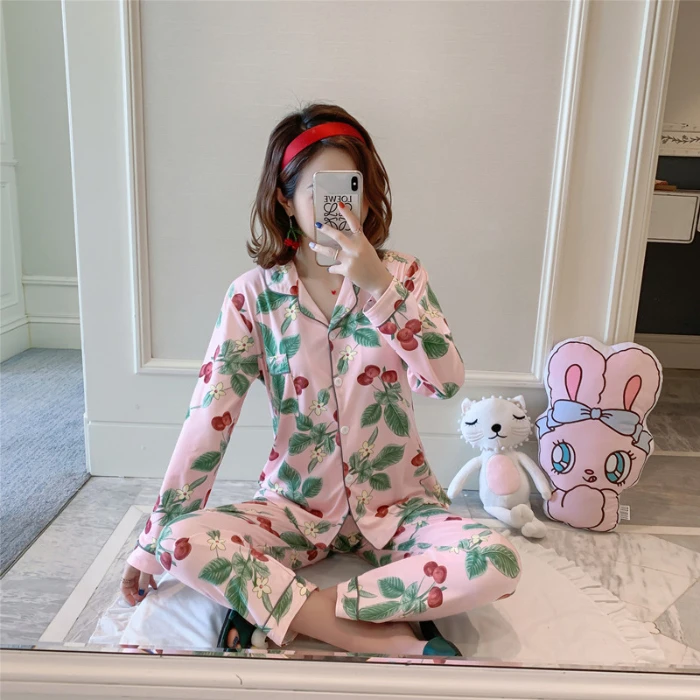 Пижамы для девочек Сезон осень зима Удобные женские пижамные комплекты с