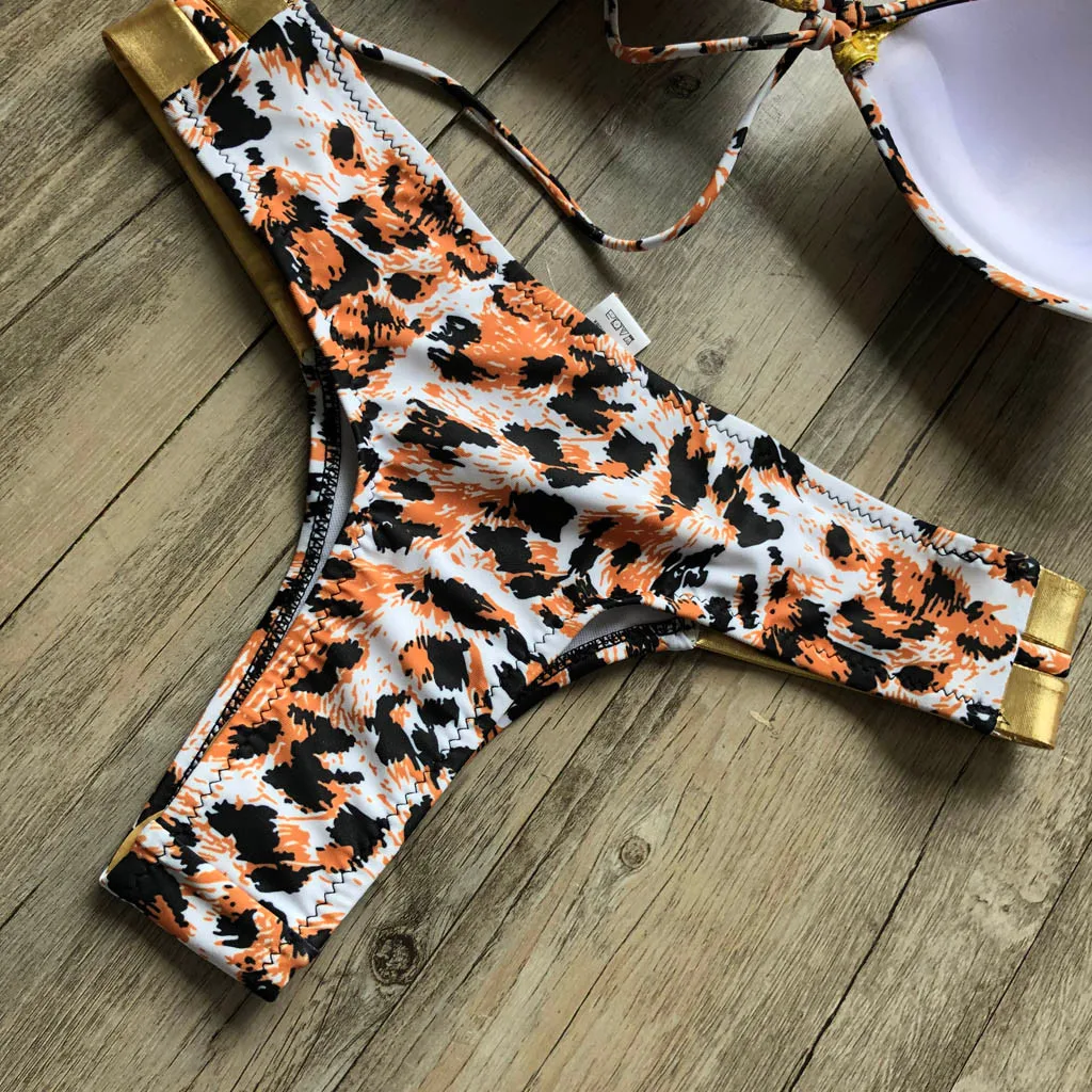

2021 New Sexy Bikinis Bandage Swimming Women Push Up Swimsuit Leopard Print Swimwear Women Bathing Suit Swim Brazilian Beachwear