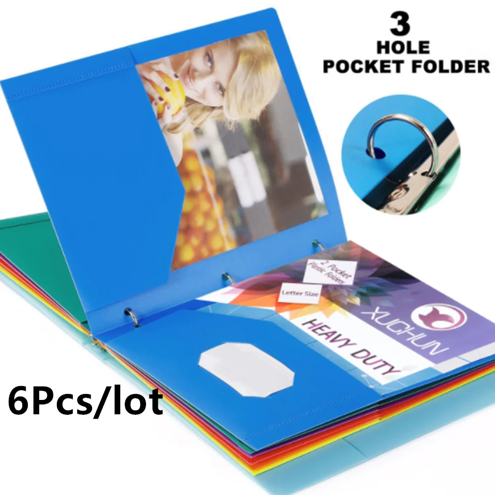 

6pcs A4 2 Pockets Plastic File Folder Holder Document Folder Business Project File Presentation Folder School Office Supplies