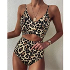 Цельный купальник с высокой талией, Леопардовый сексуальный купальник с перекрестными лямками, купальник для контроля живота, Женский Монокини, женский купальник 2021