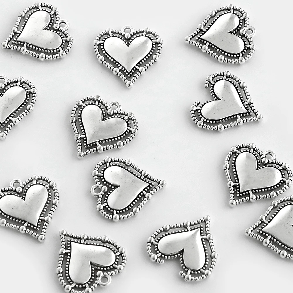 

10Pcs Alloy Tibetan Sliver Heart Blanks Charms For DIY Jewelry Findings Making Handmade Necklace Pendants Accessories Wholesale