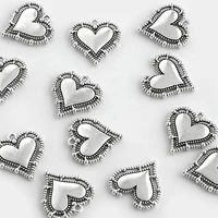 10pcs alloy tibetan sliver heart blanks charms for diy jewelry findings making handmade necklace pendants accessories wholesale