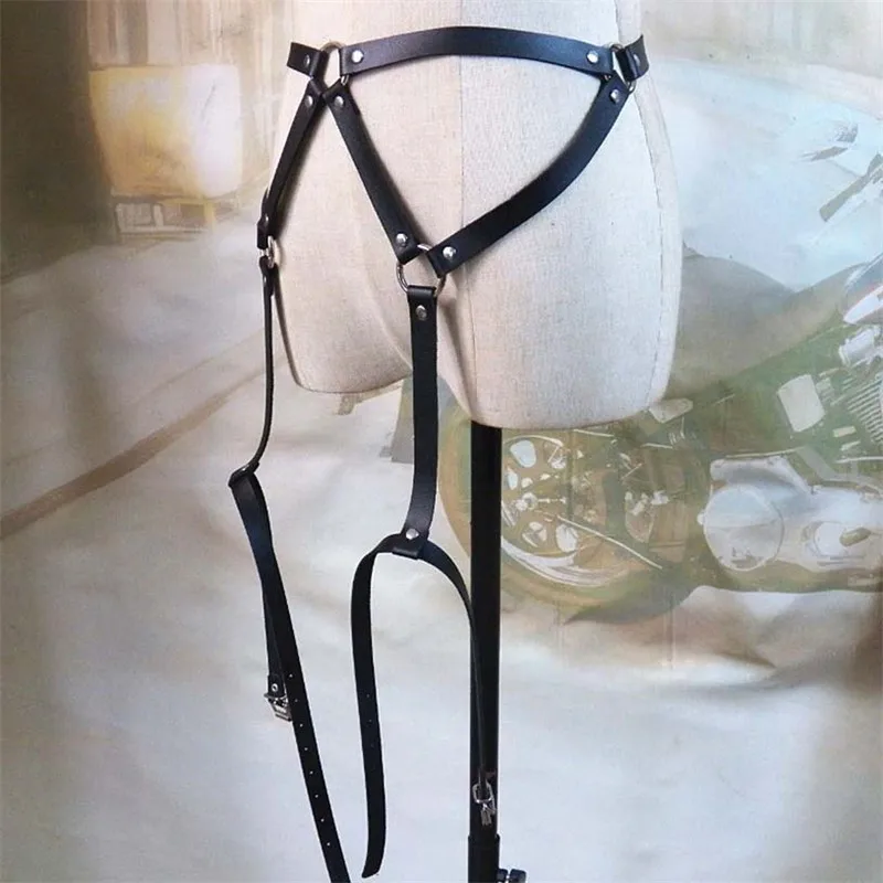 Сексуальные женщины искусственная кожа на ногу подвязки ремни нижнее белье боди