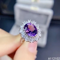kjjeaxcmy fine jewelry 925 sterling silver inlaid natural amethyst trendy girl new ring support test chinese style