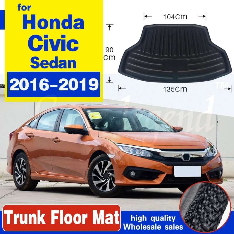 

For Honda Civic Sedan 2016 2017 2018 2019 10th Gen Boot Tray Cargo Liner Floor Mat Carpet Rear Trunk Mat Tray Mud Protector