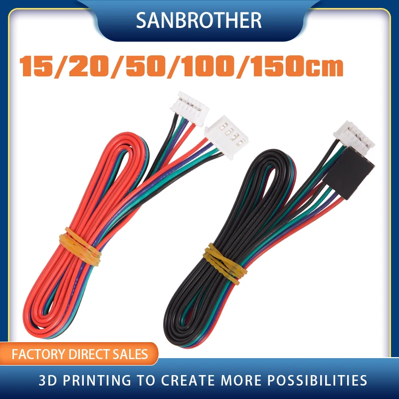 

3D Printer Parts 50cm/100cm/150cm Stepper Motor cables/wire XH2.54 4pin DuPont connector extension to 6pin White Terminal line